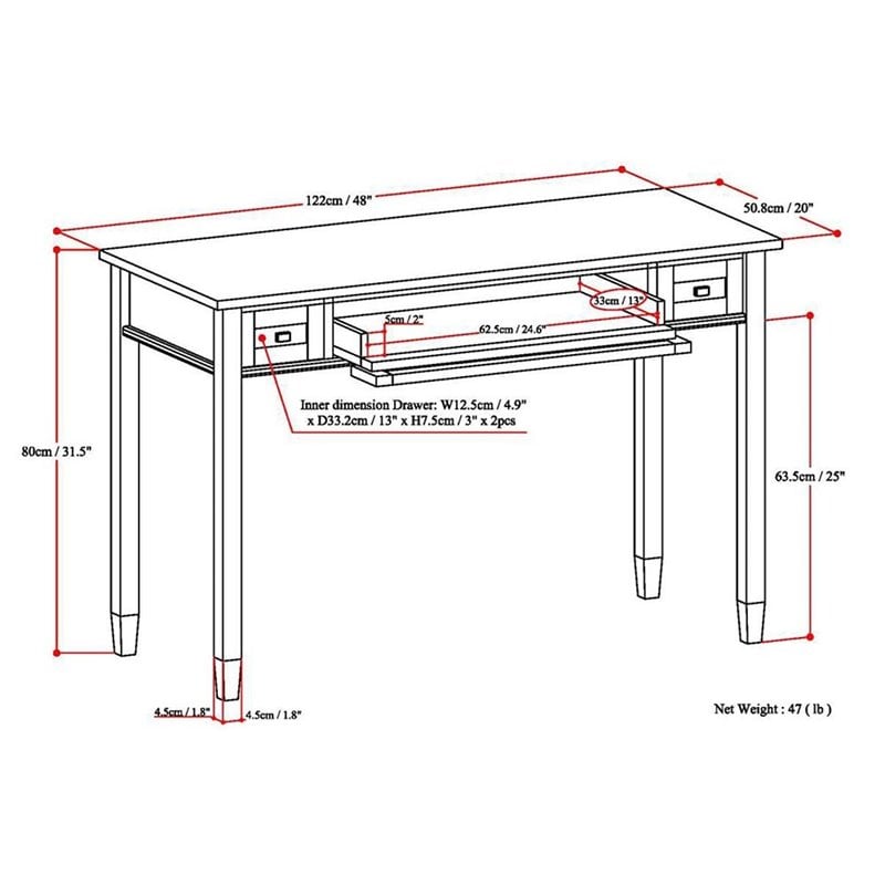 Simpli Home Warm Shaker Wood Transitional 48