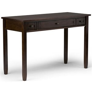 Simpli Home Warm Shaker Wood Transitional 48&quot Writing Office Desk in Tobacco Brown