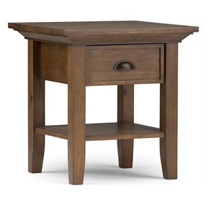 Simpli Home Redmond Wood 19&quot Square Transitional End Side Table in Rustic Natural Brown