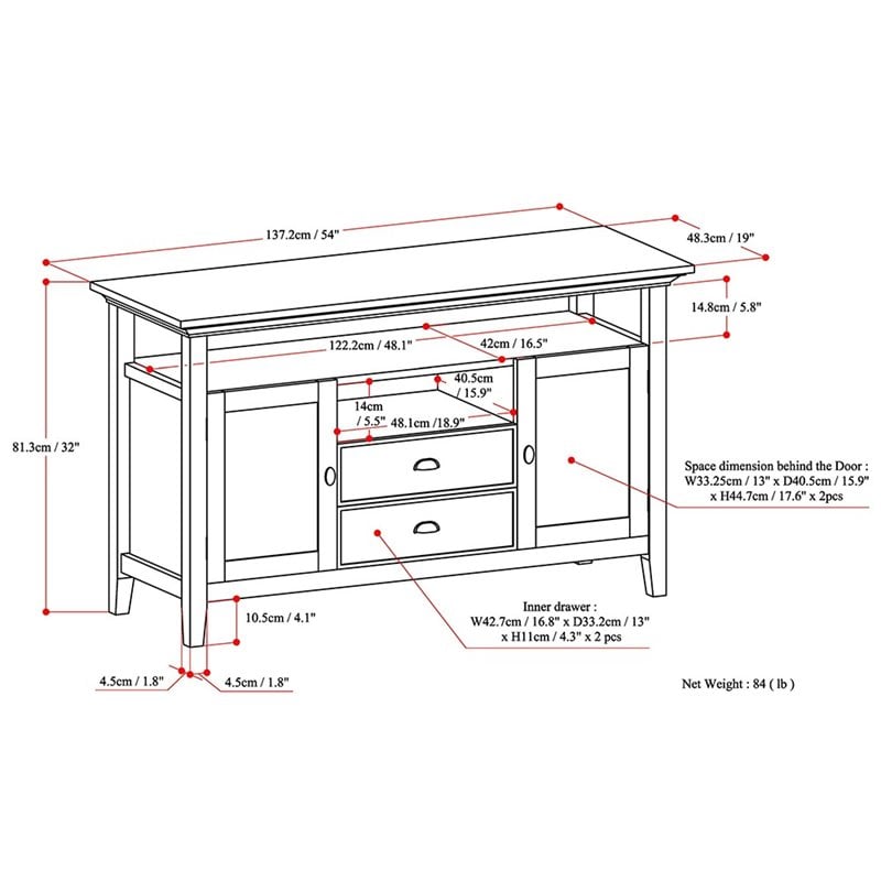 Simpli Home Redmond Solid Wood 54 