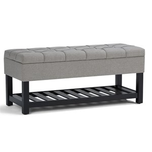 Saxon 43&quotWD Rectangle Storage Ottoman Bench in Dove Gray Linen Look Fabric
