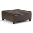 Simpli Home Ellis Storage Coffee Table Ottoman in Chocolate Brown