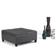 Simpli Home Ellis Storage Coffee Table Ottoman in Stone Gray
