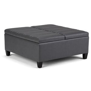 Simpli Home Ellis Storage Coffee Table Ottoman in Stone Gray