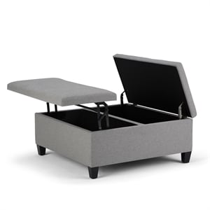 Simpli Home Ellis Storage Coffee Table Ottoman in Dove Gray