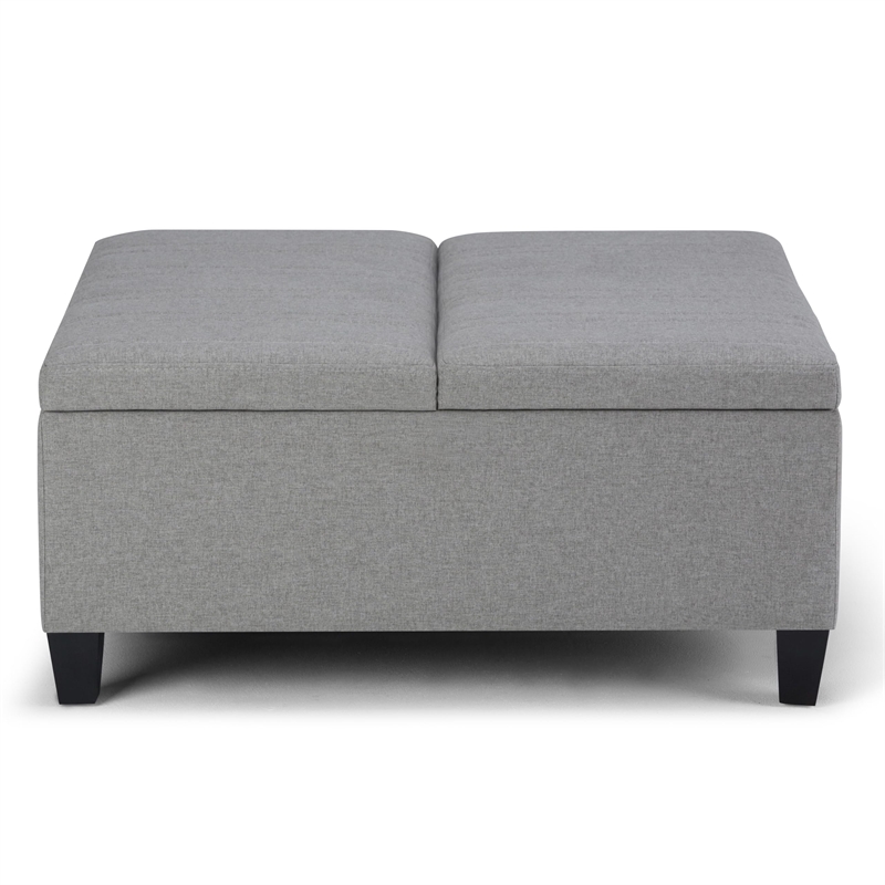Simpli Home Ellis Storage Coffee Table Ottoman in Dove Gray