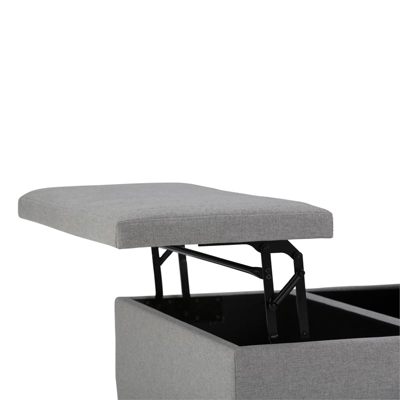 Simpli Home Ellis Storage Coffee Table Ottoman in Dove Gray