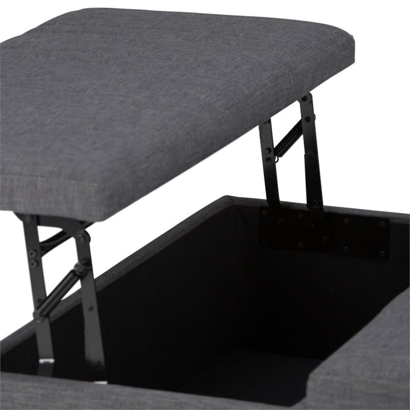 Simpli Home Ellis Storage Coffee Table Ottoman in Slate Gray