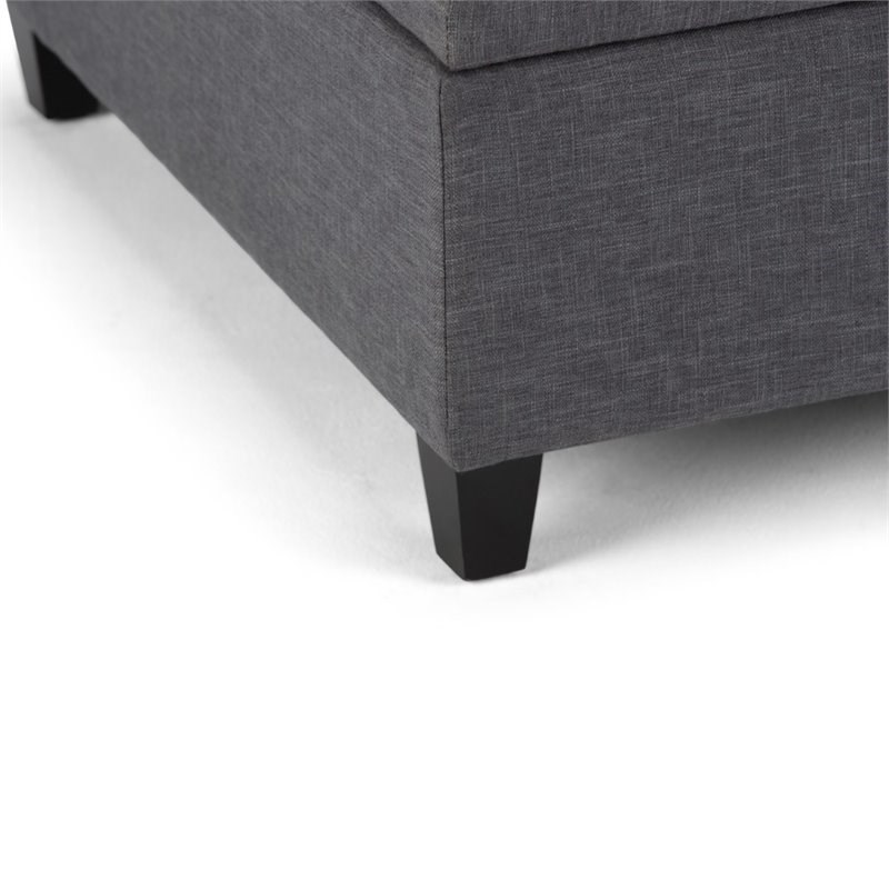 Simpli Home Ellis Storage Coffee Table Ottoman in Slate Gray