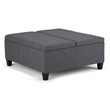 Simpli Home Ellis Storage Coffee Table Ottoman in Slate Gray