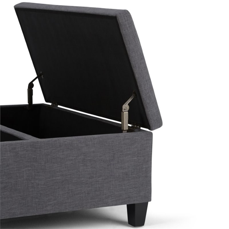 Simpli Home Ellis Storage Coffee Table Ottoman in Slate Gray