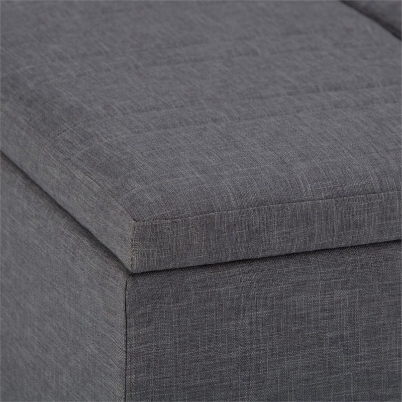 Simpli Home Ellis Storage Coffee Table Ottoman in Slate Gray