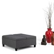 Simpli Home Ellis Storage Coffee Table Ottoman in Slate Gray