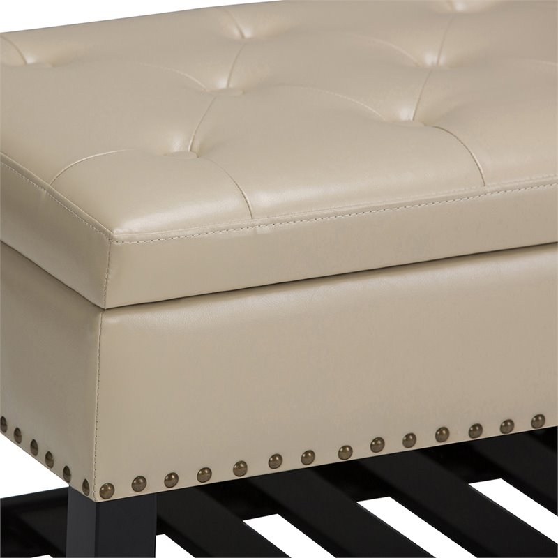 Simpli Home Lomond Faux Leather Storage Ottoman Bench In Satin Cream Axcot 260 Cr - Cream Faux Leather Storage Ottoman Simpli Home Lomond Faux Leather Storage Ottoman Bench In Satin Cream Axcot 260 Cr - Cream Faux Leather Storage Ottoman