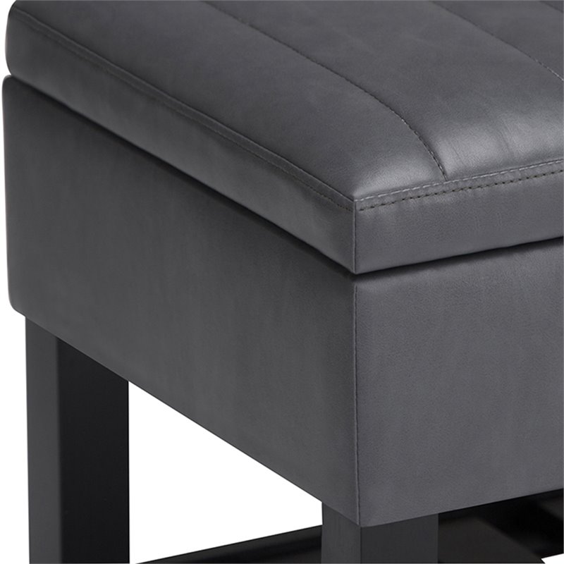 Simpli Home Memphis Faux Leather Storage Ottoman Bench In Stone