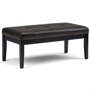 simpli home lacey faux leather tufted ottoman bench