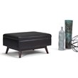 Simpli Home Owen Faux Leather Storage Coffee Table Ottoman in Distressed Black