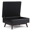 Simpli Home Owen Faux Leather Storage Coffee Table Ottoman in Distressed Black