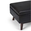 Simpli Home Owen Faux Leather Storage Coffee Table Ottoman in Distressed Black