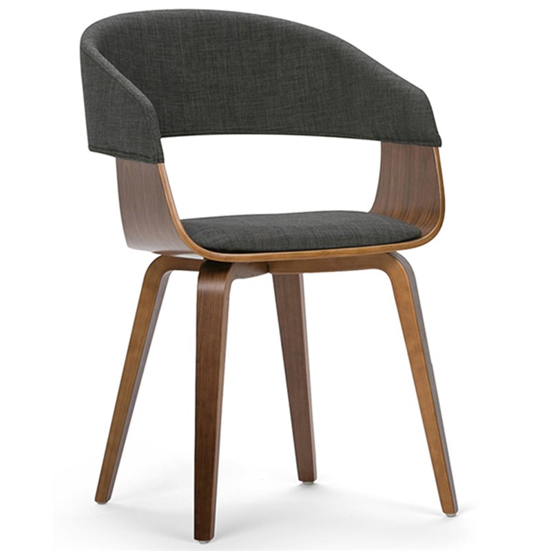 Simpli Home Lowell Bentwood Dining Arm Chair in Charcoal Gray and Natural