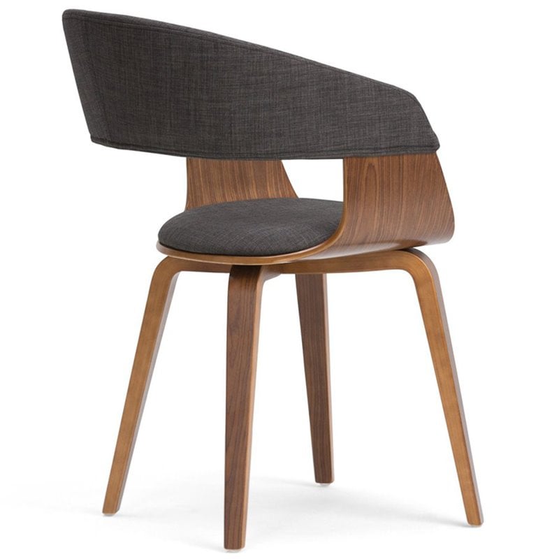 Simpli Home Lowell Bentwood Dining Arm Chair in Charcoal Gray and Natural