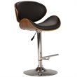 Marana 37 - 45 inch Seat Height Mid Century Modern Bentwood Adjustable Swivel Bar Stool in Black Vegan Leather