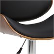 Marana 37 - 45 inch Seat Height Mid Century Modern Bentwood Adjustable Swivel Bar Stool in Black Vegan Leather