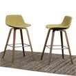 Randolph 28 inch Seat Height Mid Century Modern Bentwood Counter/Bar Height Stool in Acid Green Linen Look Fabric (Set of 2)