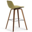 Randolph 28 inch Seat Height Mid Century Modern Bentwood Counter/Bar Height Stool in Acid Green Linen Look Fabric (Set of 2)