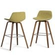 Randolph 28 inch Seat Height Mid Century Modern Bentwood Counter/Bar Height Stool in Acid Green Linen Look Fabric (Set of 2)