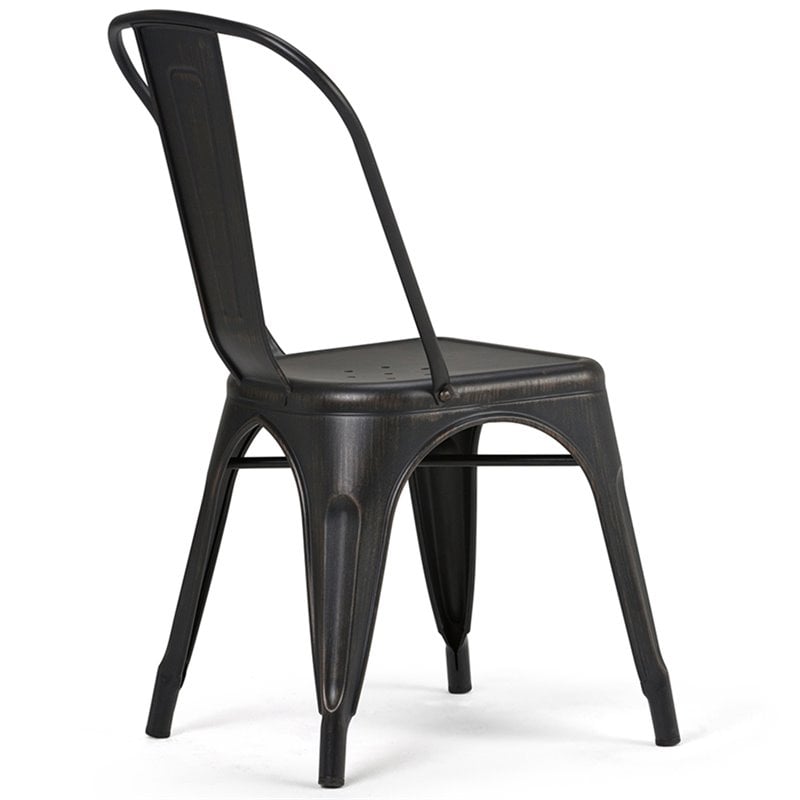 Simpli Home Fletcher Metal Dining Side Chair in Black (Set of 2)