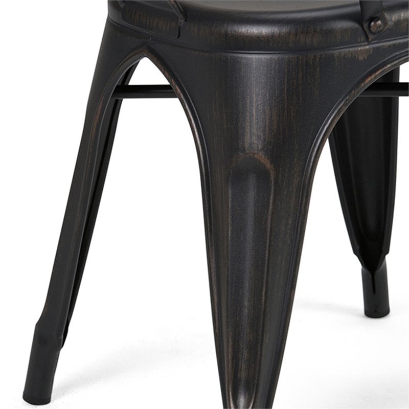 Simpli Home Fletcher Metal Dining Side Chair in Black (Set of 2)