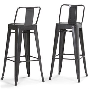 Simpli Home Rayne 30&quot Metal Bar Stool in Gray (Set of 2)