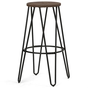Simpli Home Simeon 30&quot Metal Bar Stool in Cocoa Brown and Black