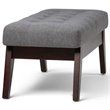 Draper 40 in W Solid Wood Tufted Ottoman Bench in Slate Grey Linen Look Fabric