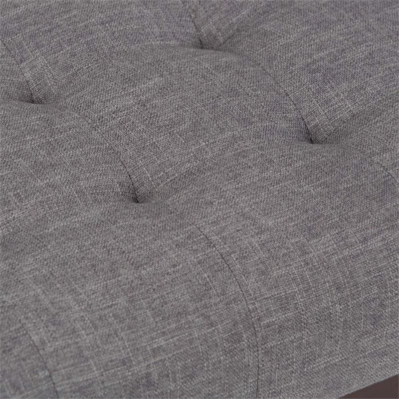 Draper 40 in W Solid Wood Tufted Ottoman Bench in Slate Grey Linen Look Fabric