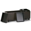 Simpli Home Avalon 3 Faux Leather Tray Bench in Chocolate Brown