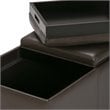 Simpli Home Avalon 3 Faux Leather Tray Bench in Chocolate Brown