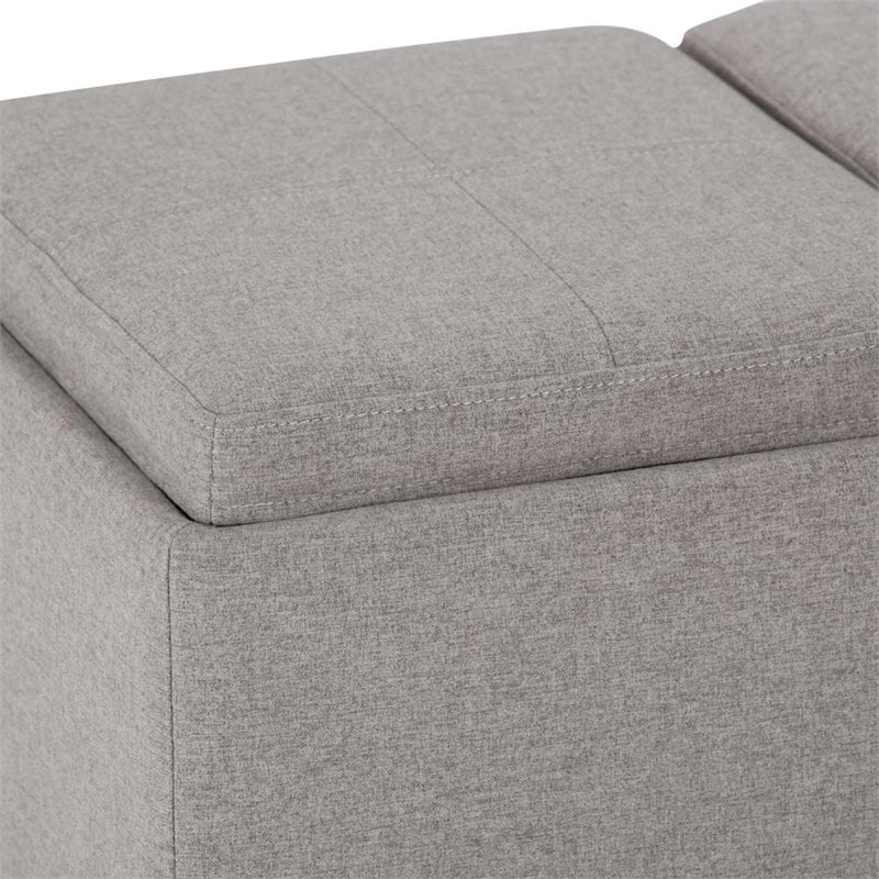 Simpli Home Avalon 3 Tray Bench in Cloud Gray