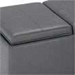 Simpli Home Avalon 3 Faux Leather Tray Bench in Stone Gray