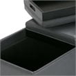 Simpli Home Avalon 3 Faux Leather Tray Bench in Stone Gray