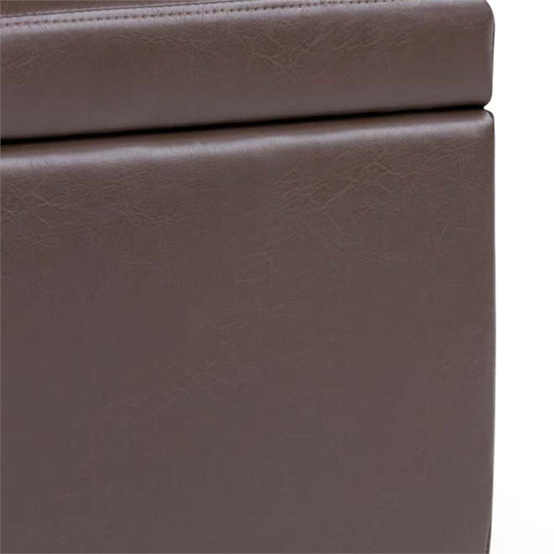 Simpli Home Hamilton Faux Leather Storage Bench In Chocolate Brown