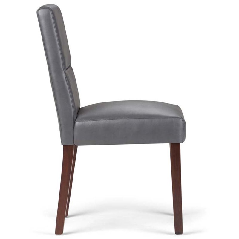 Simpli Home Ashford Dining Chair in Stone Gray Faux Leather (Set of 2)