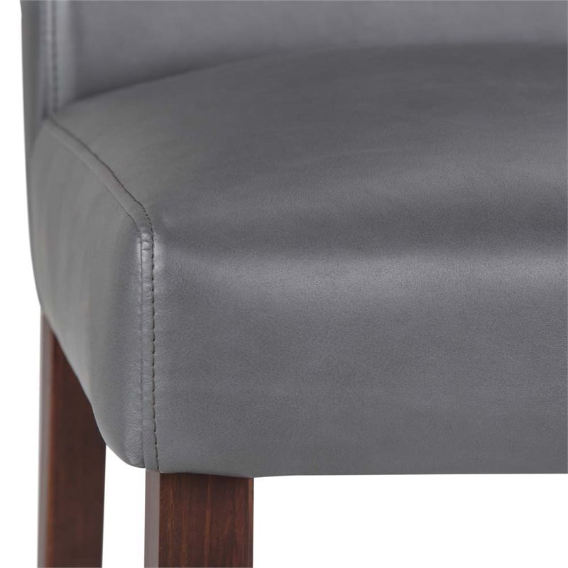 Simpli Home Ashford Dining Chair in Stone Gray Faux Leather (Set of 2)