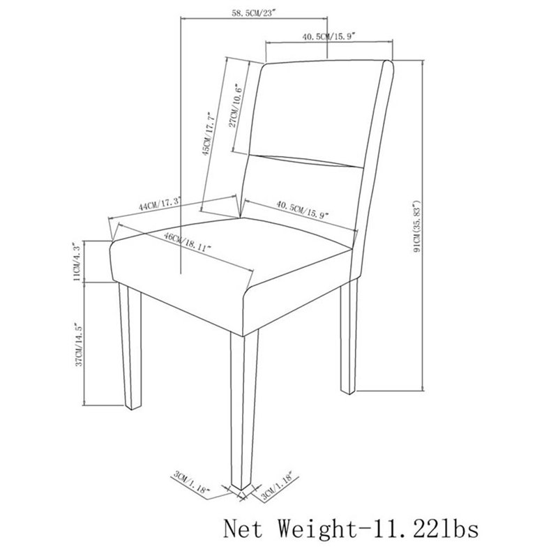 Simpli Home Ashford Dining Chair in Stone Gray Faux Leather (Set of 2)