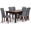 Acadian 7 Pc Dining Set with 6 Parson Chairs in Stone Gray Faux Leather