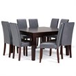 Acadian Transitional 9Pc Dining Set with 8Parson Chairs in Gray Faux Leather