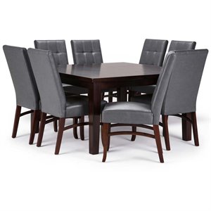 simpli home ezra wooden dining set in java brown and stone gray