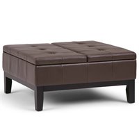 Faux Leather Coffee Table Storage Ottoman In Black Axcot 235 Bl Simpli Home Dover Faux Leather Coffee Table Ottoman In Chocolate Brown