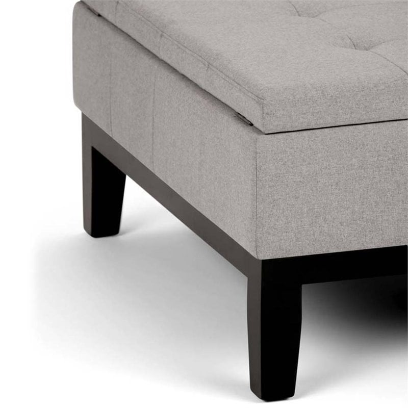 Simpli Home Dover Coffee Table Ottoman in Cloud Gray